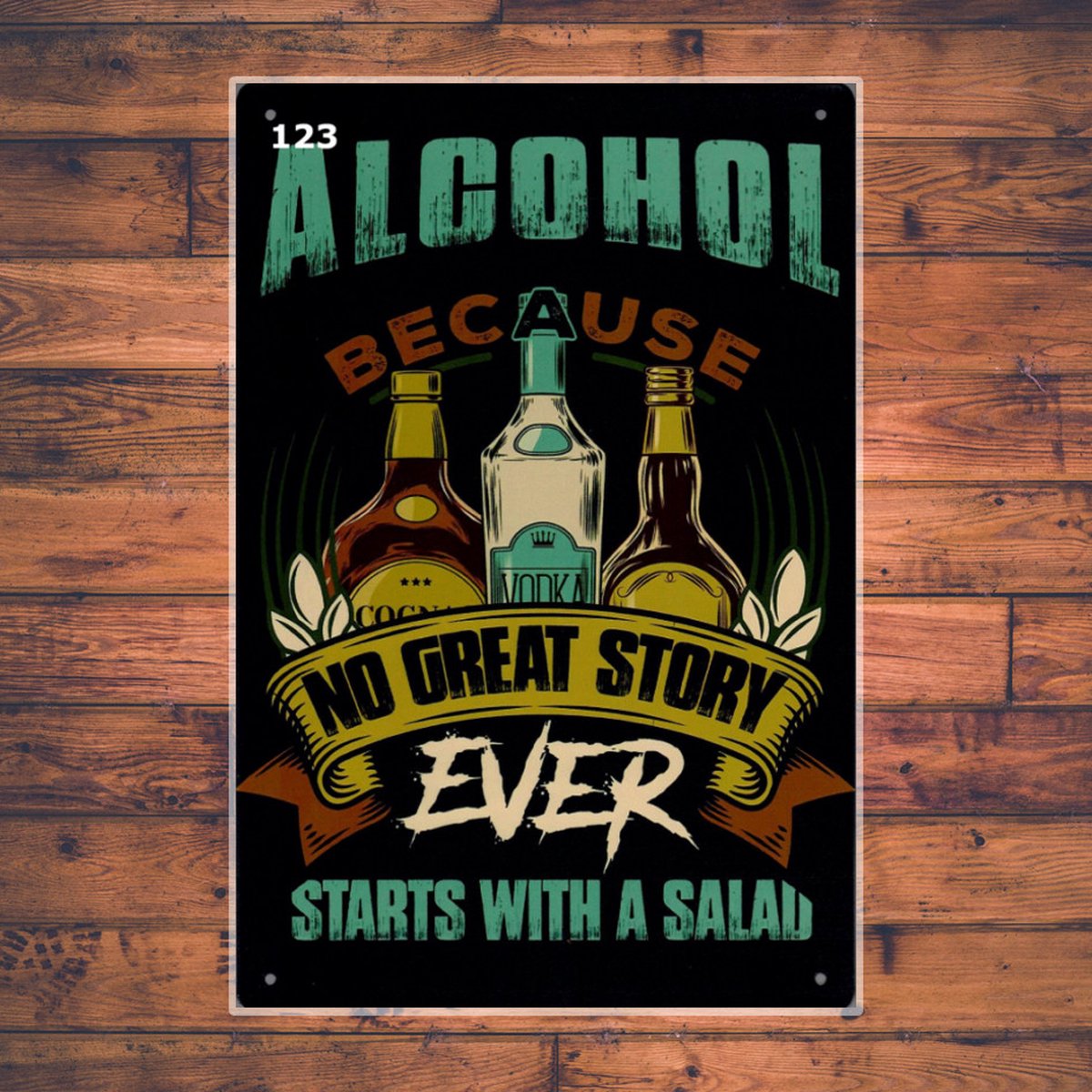 Wandbordje Alchohol Because Vodka