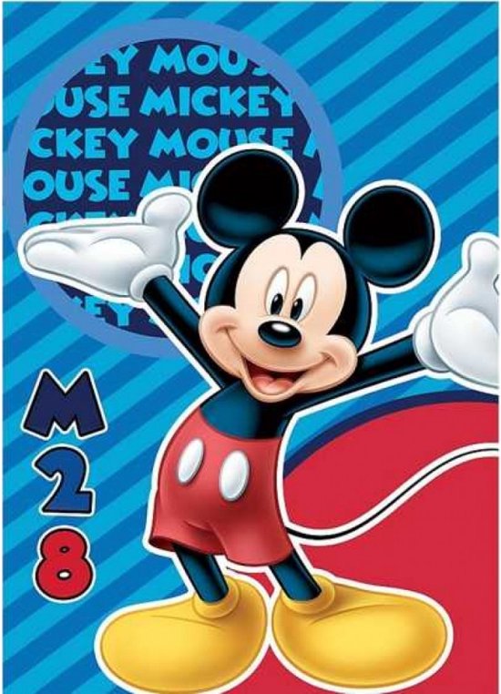 Plaid polaire Mickey Mouse - 140 x 100 cm. - Couverture Disney - bleu/rouge