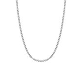 Lucardi Dames Zilveren ketting zirkonia - Ketting - 925 Zilver - Zilverkleurig - 45 cm
