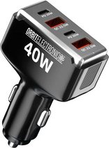 Orbit Electronic® 4-poorts USB/USB-C Auto lader - QC3.0 - 40W - 3.1A/5V - PD-2A2C60 - Zwart