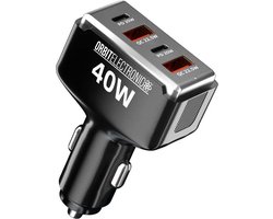 Orbit Electronic 4-poorts USB/USB-C Auto lader - QC3.0 - 40W - 3.1A/5V - PD-2A2C60 - Zwart