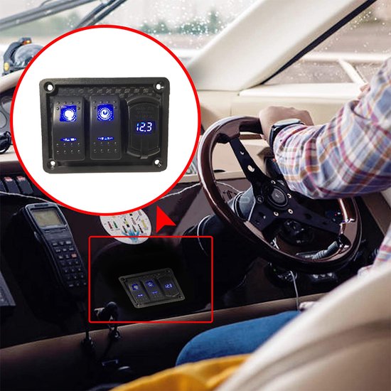 Linkstyle USB Laadpaneel Voor Auto – Dual USB 5V/2.4A, Met Schakelaar, LED, Waterdicht, Voor 12V/24V Voertuigen