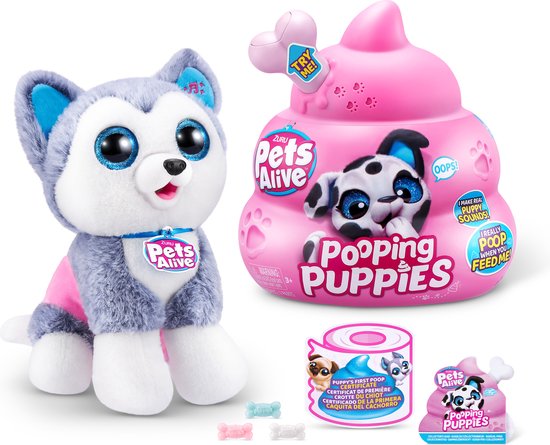 トイガン Popo ZURU - Pets Alive - Pooping Puppies - 27cm - Husky | bol