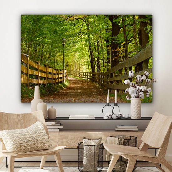 Canvas Schilderij Laantje in de zomer - 120x80 cm - Wanddecoratie