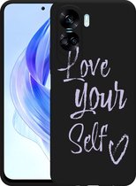 Cazy Hoesje Zwart geschikt voor Honor 90 Lite Love Yourself