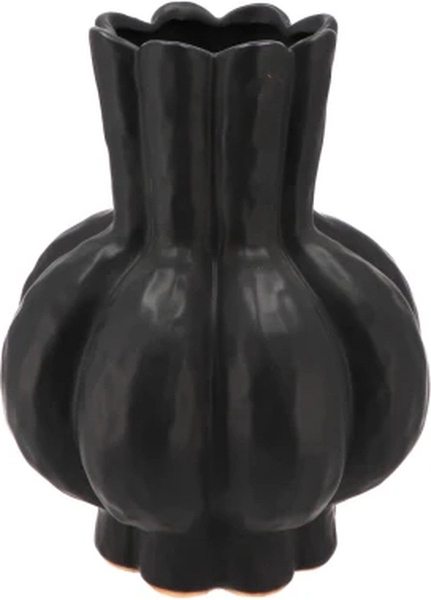 Daan-Kromhout Garlic - Vaas - Zwart - Lage Hals - 16x19cm - Keramiek