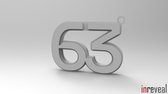 Sleutelhanger '63' George Russell (Formule 1) - 46x36x5 mm - Grijs (mat)