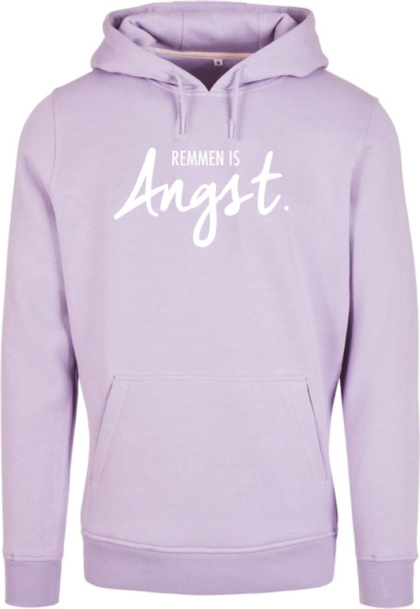 Wintersport hoodie lila S - Remmen is angst - wit - soBAD. | Foute apres ski outfit | kleding | verkleedkleren | wintersporttruien | wintersport dames en heren