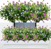 8 paquets de fleurs artificielles d'extérieur, fleurs artificielles résistantes aux intempéries, comme de vraies plantes artificielles, plantes de balcon résistantes aux UV, fleurs en plastique pour balcon extérieur, balcon, jardin intérieur