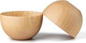 Handgemaakte houten granenkommen Set van 2 Zen-stijl Rijst Miso Soepkommen Kleine Slakom Fruitknoop 5" Diameter x 3" Hoge Decoratieve Kom