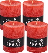 SPAAS Kaarsen - Rustieke kaarsen 68/80 mm - Stompkaars - 30 branduren - Rood - 4 stuks - Voordeelverpakking