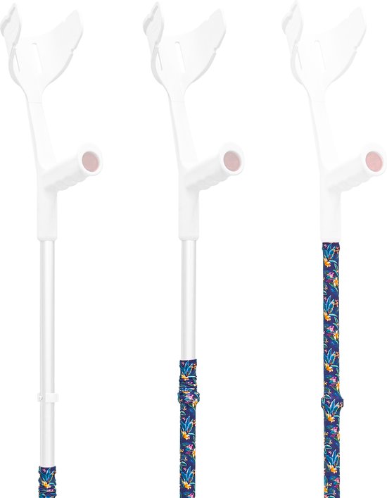 MyCover Bloemen - 1 stuk - Trendy hoes voor krukken en wandelstokken, past op elke kruk of wandelstok, elastische stof, wasbaar 40°C, verschillende patronen - Excl. Kruk