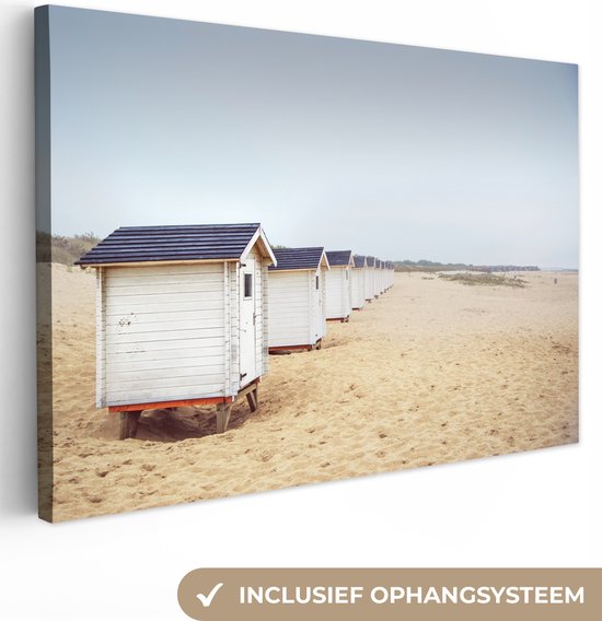 Maisons de plage aux Nederland toile 2cm 150x100 cm - Tirage photo sur toile (Décoration murale salon / chambre)