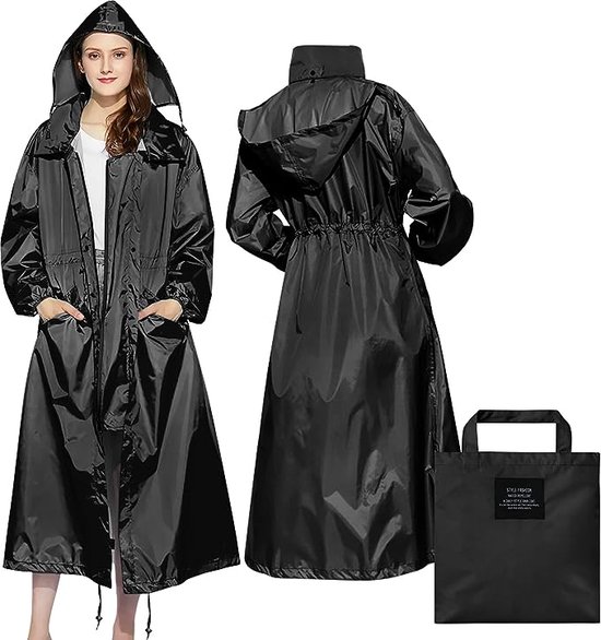 Manteau imperméable long et élégant, unisexe, poncho de pluie avec poche à  rabat