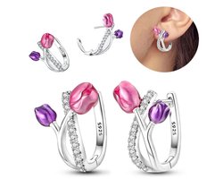 Oorbellen tulpen Sterling zilver925