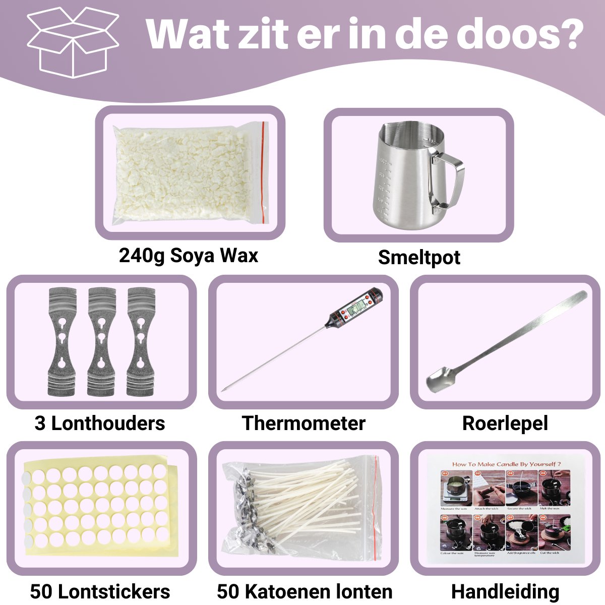 JT Products Kaarsen Maken Set - 240 Gram Soja Was - E-book - Starterspakket - Kaarsen Maken Voor Volwassenen - Candle Making Kit - Zelf Kaarsen Maken - DIY - Creatief - Soja Wax - Moederdag Cadeau - Cadeautje Voor Mama — afbeelding 3
