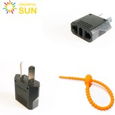 Colorful Sun® Universal World Plug - Australia - Travel plug type I - USA / JP / EU / FR / BE / IT / BR to AU / CN / NZ / AR - 1 piece - America, Japan, Europe, Belgium, France, Italy, Brazil to AU, China, Argentina -Black