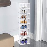 Étagère à chaussures pour entrée, étagère à chaussures à 7 niveaux, étagère pour chaussures 7/14, étroite et compacte pour un gain de place, 2 tailles de 27,5 x 26,5 x 110 cm et 45 x 25 x 110 cm (blanc, M)