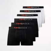 TimBasics - Lot de 6 boxers pour hommes - Zwart et Grijs - Taille S - Sous-vêtements pour hommes
