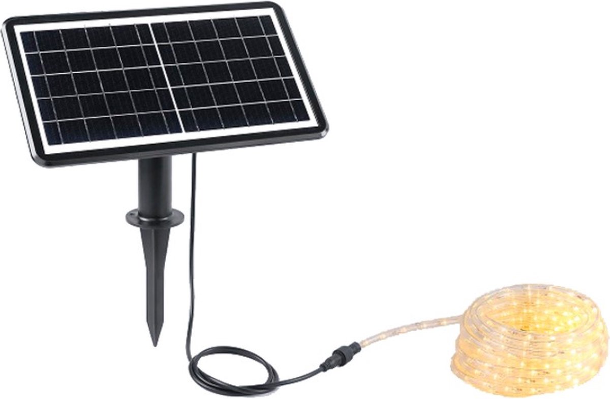 Iplux® Vegas - Solar Lichtslang - 10 meter - Warm Wit - IP65 Waterproof - Krachtig 11W Zonnepaneel - Hoge Kwaliteit - iplux