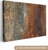 Canvas Schilderij Staal - Roest - Oud - Oranje - Grijs - Patroon - Abstract - 60x40 cm - Wanddecoratie
