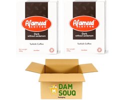 Damsouq® Multipak Alameed Arabische Koffie (Gemalen) Dark zonder kardemom (2x 200GR)