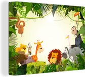 Canvas Schilderij Jungle - Dieren - Slang - Olifant - Jongens - Meisje - Kids - Baby - 40x30 cm - Wanddecoratie