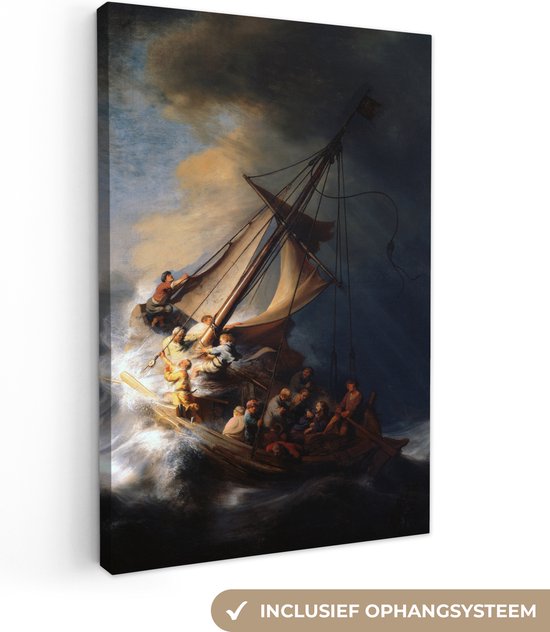 Canvas Schilderij De storm op het meer van Galilea - Rembrandt van Rijn - Wanddecoratie