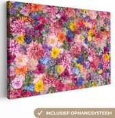 Canvas Schilderij Bloemen - Kleuren - Collage - 60x40 cm - Wanddecoratie