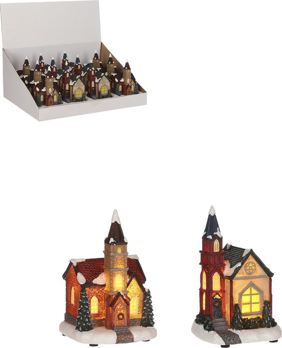 Luville Collectables Church 2 assorted display battery operated - l9xw9xh15,5cm