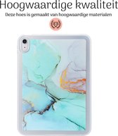 Hoozey - Back Cover geschikt voor Samsung Galaxy Tab S9+/S9 FE+ (2023) - 12.4 inch - Tablet hoes - Marmer print - Turquise
