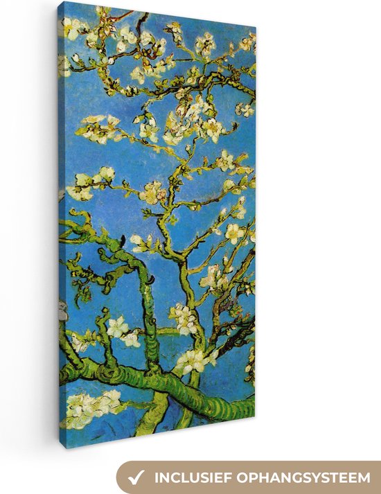 Vincent van Gogh - Amandelbloesem - Canvas - Blauw - Vincent - Kunst - 20x40 cm - Muurdecoratie