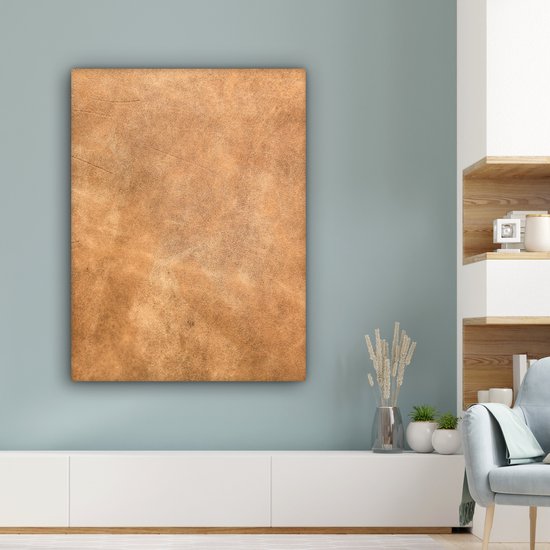 Canvas schilderij 90x120 cm - Wanddecoratie Leer - Structuur - Lederlook - Bruin - Muurdecoratie woonkamer - Slaapkamer decoratie - Kamer accessoires - Schilderijen op canvas