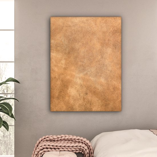 Canvas schilderij 90x120 cm - Wanddecoratie Leer - Structuur - Lederlook - Bruin - Muurdecoratie woonkamer - Slaapkamer decoratie - Kamer accessoires - Schilderijen op canvas