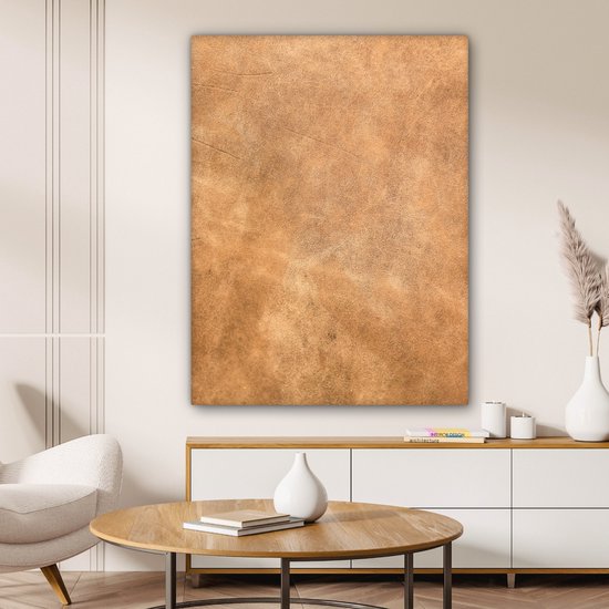 Canvas schilderij 90x120 cm - Wanddecoratie Leer - Structuur - Lederlook - Bruin - Muurdecoratie woonkamer - Slaapkamer decoratie - Kamer accessoires - Schilderijen op canvas