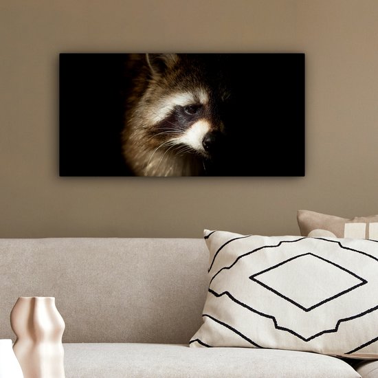 Tableau Peinture Raton Laveur - Animaux Sauvages - Zwart - 40x20 cm - Décoration murale