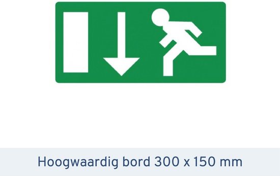 Noodpictogrammen - Pictogram nooduitgang - Links omlaag - 300x150mm