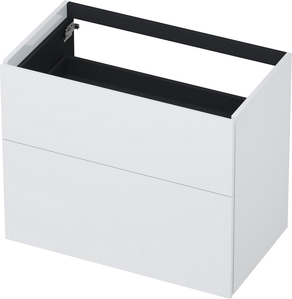 INK® wastafelonderkast 2 laden greeploos push to open gelakt 80x45x65cm, hoogglans wit