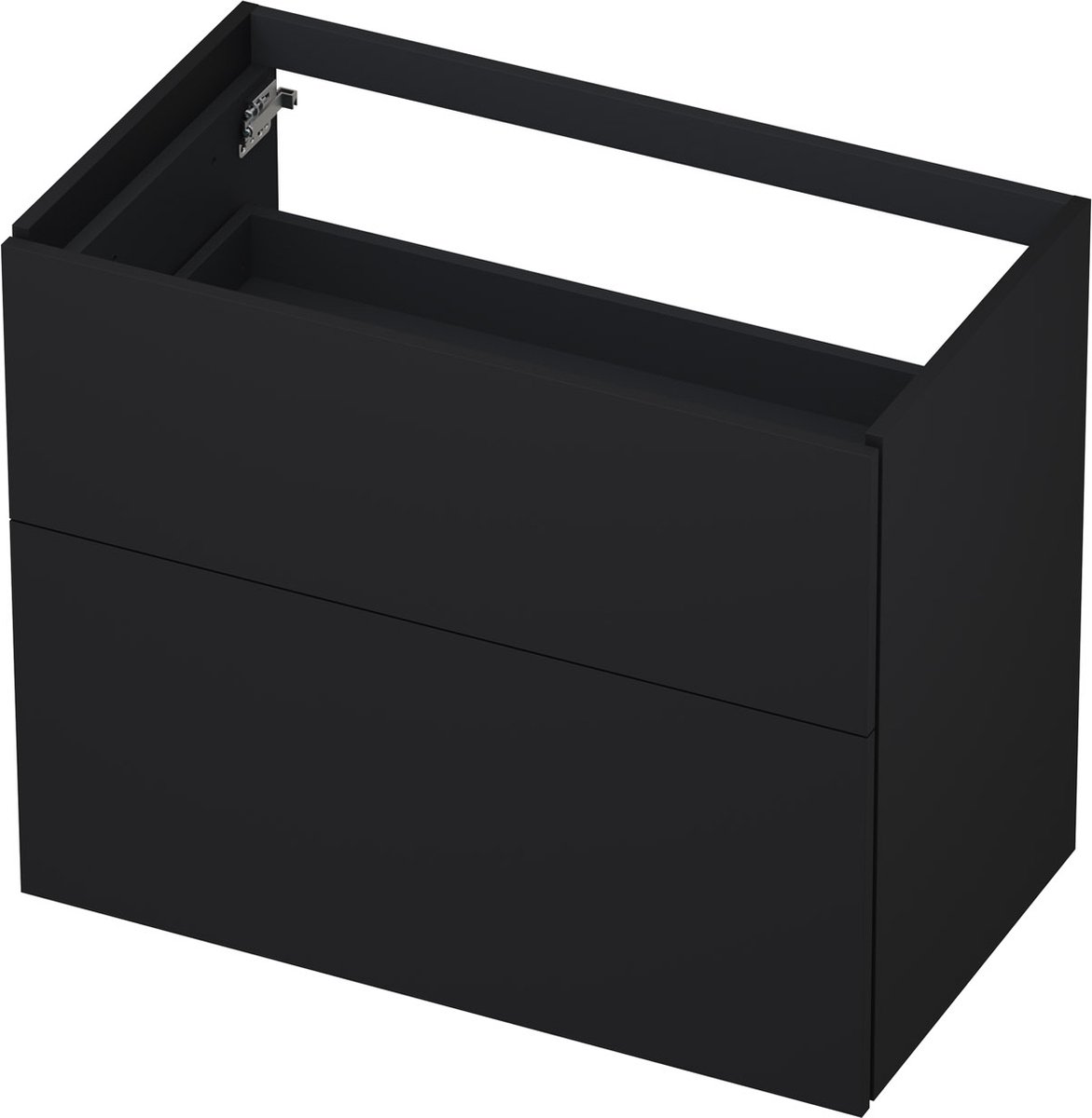 INK® wastafelonderkast 2 laden greeploos push to open gelakt 80x45x65cm, mat zwart