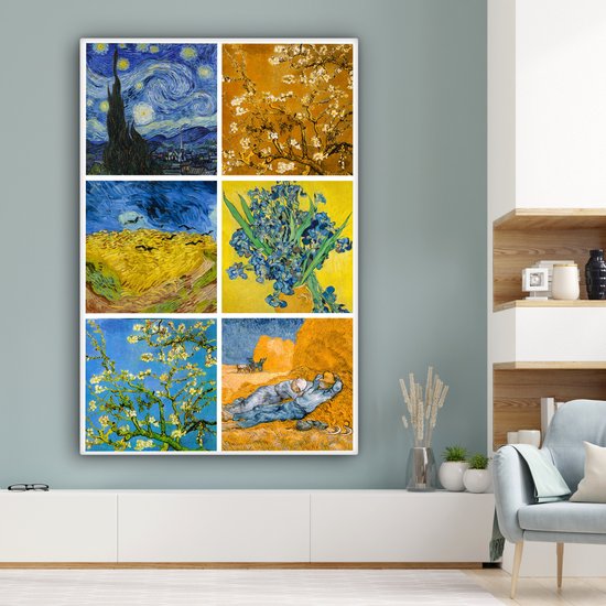 Oude Meesters Canvas - 120x180 - Canvas Schilderij - Van Gogh - Collage - Sterrennacht