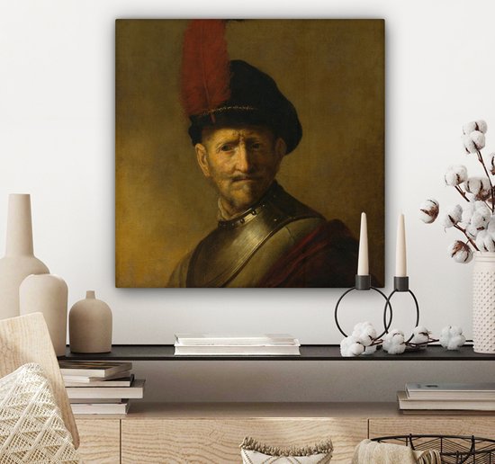 Peinture sur Toile Portrait d'Homme - Rembrandt van Rijn - 50x50 cm - Décoration murale