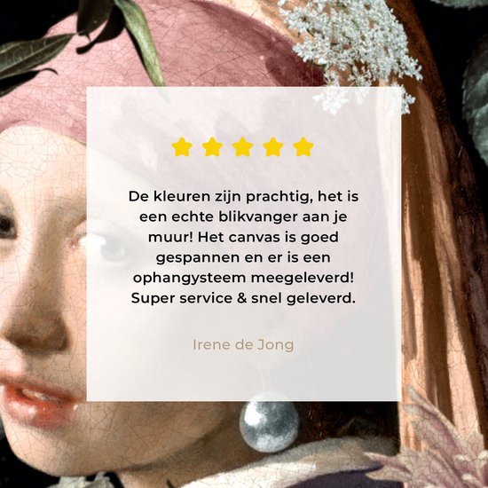 Toile de Oude Meesters - 30 x 40 - Peinture sur toile - Vermeer - Fleurs - Fille avec une boucle d'oreille en perle