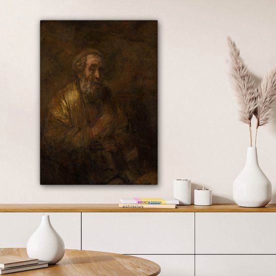Homerus - Peinture de Rembrandt van Rijn Toile 60x80 cm - Tirage photo sur toile (Décoration murale salon / chambre)
