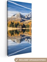 Canvas Schilderij Alpen - Bergen - Bos - 20x40 cm - Wanddecoratie