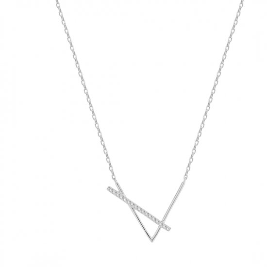 Ketting- zilver- driehoek- zirkonia- 45 cm- Charme Bijoux