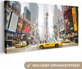 Canvas Schilderij New York - Taxi - Architectuur - 80x40 cm - Wanddecoratie