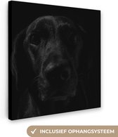 Canvas Schilderij Hond - Huisdier - Zwart - 90x90 cm - Wanddecoratie