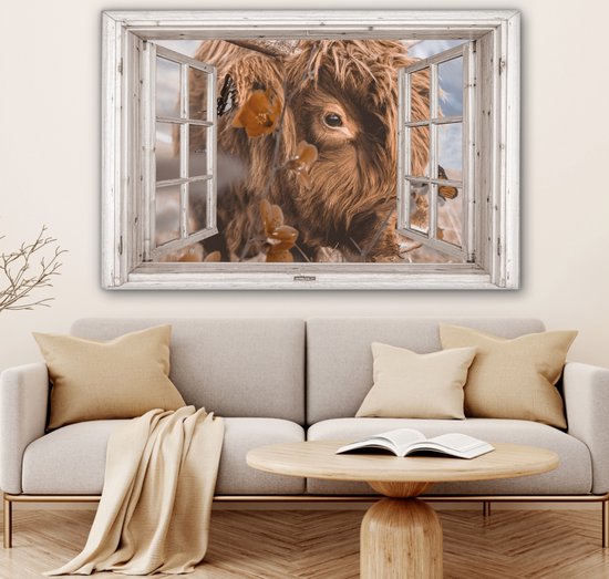 Décoration murale - Highlander écossais - Voir à Travers - Insectes - Peinture sur Toile - 120x80 cm
