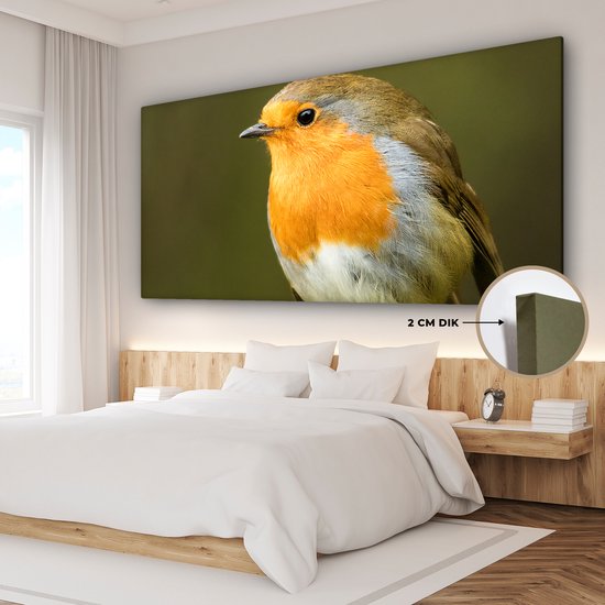 Tableau sur Toile Robin - Branche - Printemps - 160x80 cm - Décoration murale