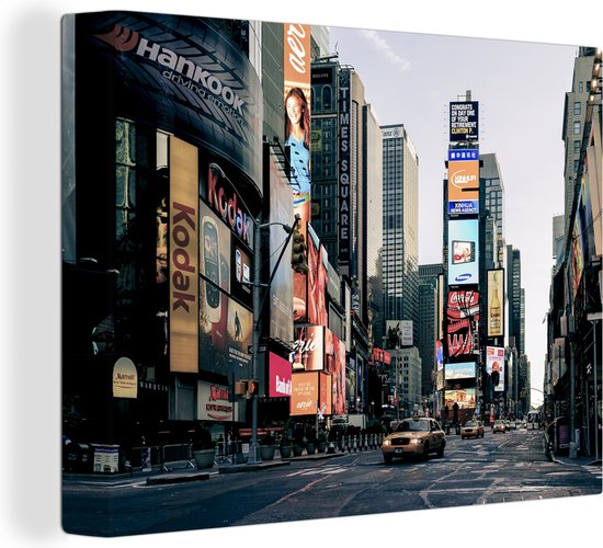 Reclameborden Times Square Canvas 30x20 cm - Foto print op Canvas schilderij (Wanddecoratie)